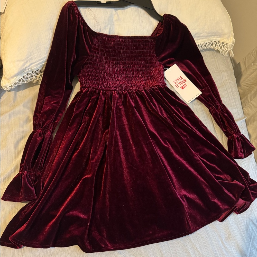 Style Stalker Burgundy Velvet Dress